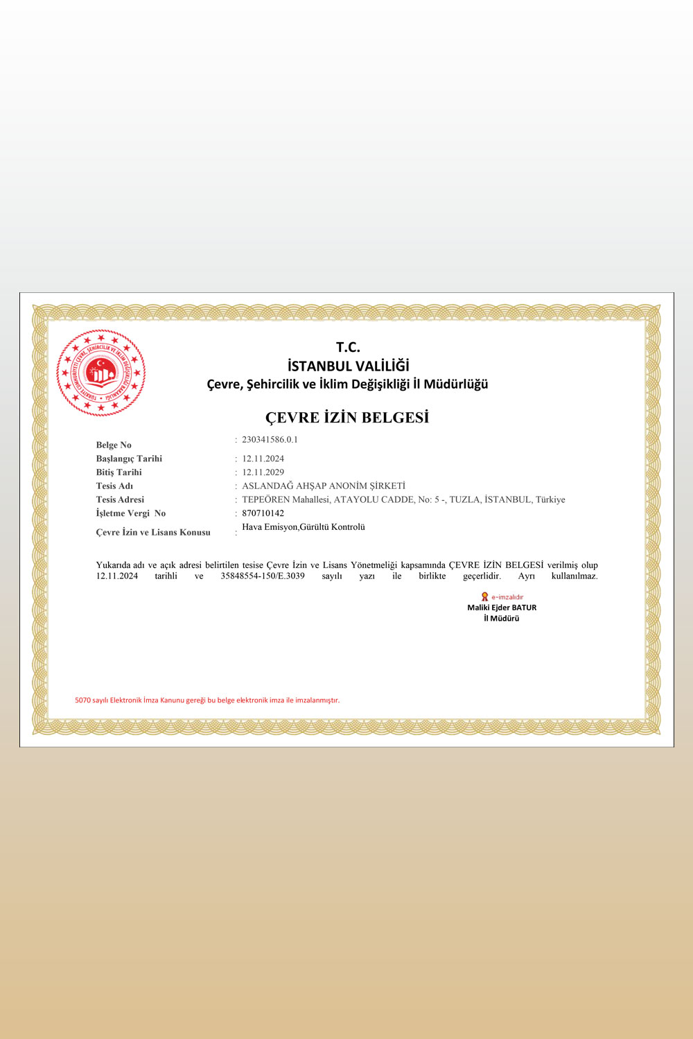 Artella Çevre İzin